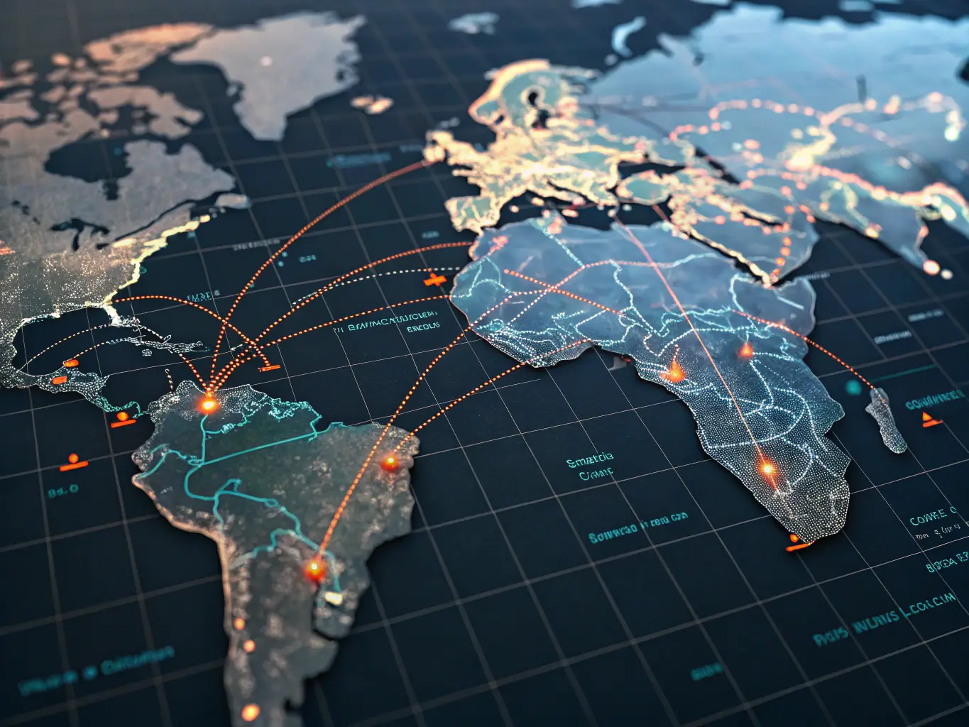 A world map highlighting key international markets, symbolizing Twins Groups LLC's global reach and capabilities.